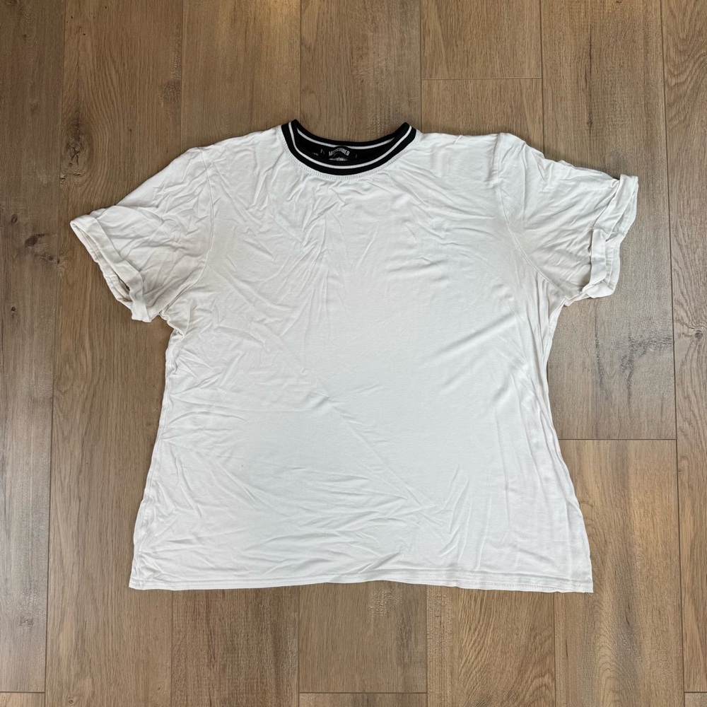 Missguided White Tee with Black Collar